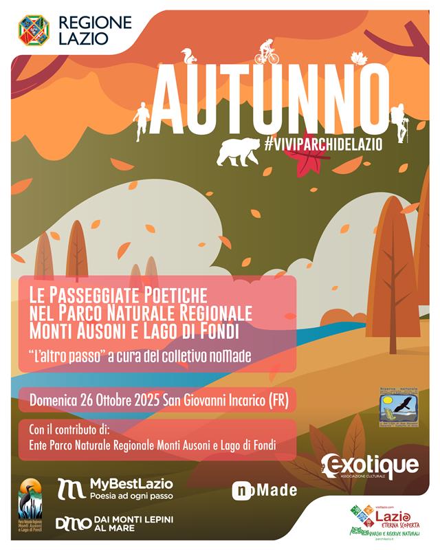 Le Passeggiate Poetiche nel Parco Naturale Regionale Monti Ausoni e Lago di Fondi- San Giovanni Incarico - Domenica 26 ottobre 2025